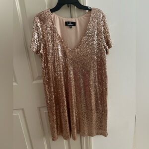 Lulu's Sparkling Gold Sequin Mini Dress
